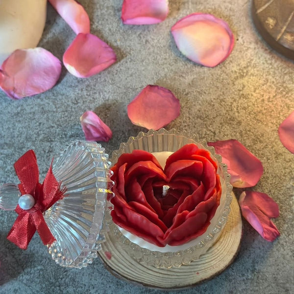 Heart Bloom Glass Candle