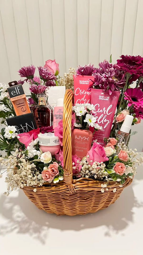 Custom Floral Beauty Hamper Styling